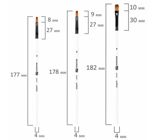 Кисти художественные набор 12 шт., синтетика, овальные № 1-12, BRAUBERG ART DEBUT, 201051