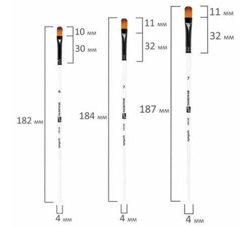 Кисти художественные набор 12 шт., синтетика, овальные № 1-12, BRAUBERG ART DEBUT, 201051