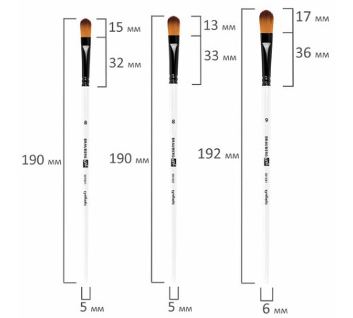 Кисти художественные набор 12 шт., синтетика, овальные № 1-12, BRAUBERG ART DEBUT, 201051