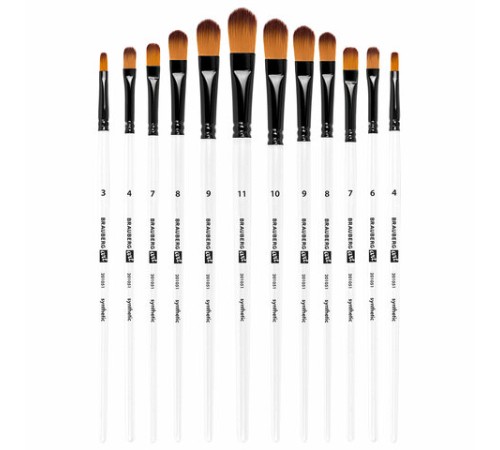 Кисти художественные набор 12 шт., синтетика, овальные № 1-12, BRAUBERG ART DEBUT, 201051