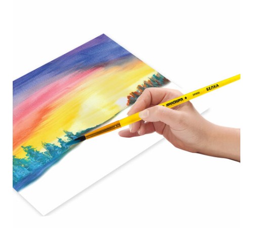 Кисть БЕЛКА, круглая, № 4, цветная ручка, ЮНЛАНДИЯ, 201055