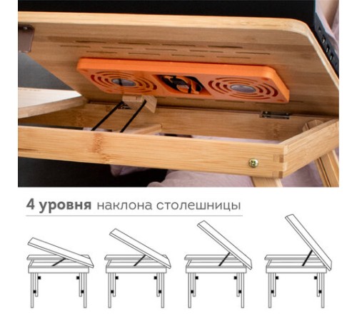 Столик БАМБУКОВЫЙ складной для ноутбука/завтрака, с охлаждением, DASWERK (ДАСВЕРК), 532583 Столик БАМБУКОВЫЙ складной для ноутбука/завтрака, с охлаждением, DASWERK (ДАСВЕРК), 532583