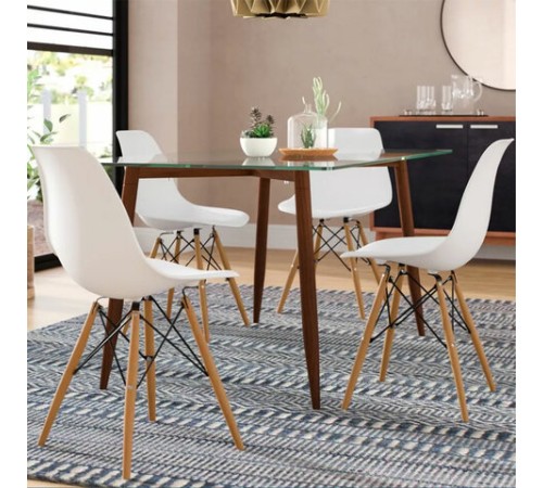 Стулья BRABIX "Eames CF-010", КОМПЛЕКТ 4 шт., пластик белый, опоры дерево/металл, 532630, 2033A Стулья BRABIX "Eames CF-010", КОМПЛЕКТ 4 шт., пластик белый, опоры дерево/металл, 532630, 2033A