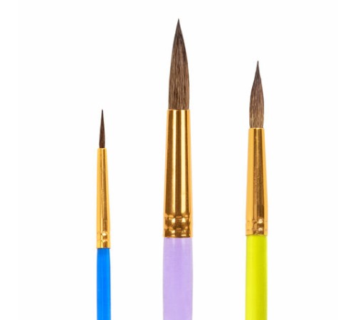 Кисти ПОНИ набор 3 шт. (круглые № 2, 4, 6), блистер, ЮНЛАНДИЯ, 201068