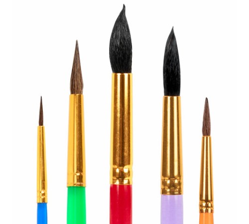 Кисти ПОНИ, БЕЛКА набор 5 шт. (пони круглые 2, 3, 5 белка круглые 6, 8) блистер, ЮНЛАНДИЯ, 201070