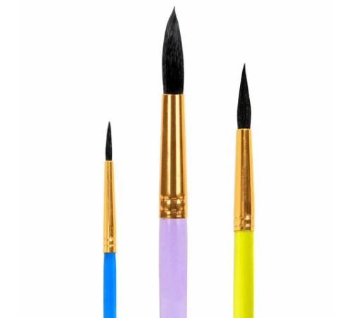 Кисти БЕЛКА набор 3 шт. (круглые № 2, 4, 6), блистер, ЮНЛАНДИЯ, 201071