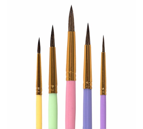 Кисти ПОНИ набор 5 шт. (круглые № 1, 2, 3,4, 5), блистер, BRAUBERG KIDS, 201072