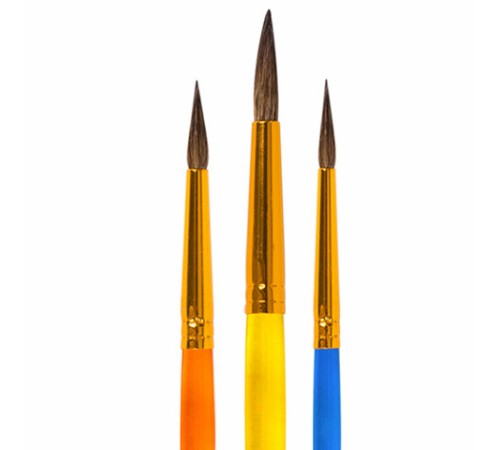 Кисти ПОНИ набор 3 шт. (круглые № 2,3,4), пакет с европодвесом, ЮНЛАНДИЯ, 201073