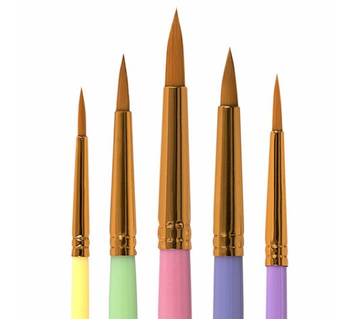 Кисти СИНТЕТИКА набор 5 шт. (круглые № 1, 2, 3, 4, 5), блистер, BRAUBERG KIDS, 201076