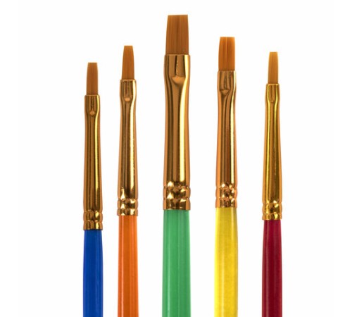 Кисти СИНТЕТИКА набор 5 шт. (плоские № 1, 2, 3, 4, 5), пакет с европодвесом, ЮНЛАНДИЯ, 201077