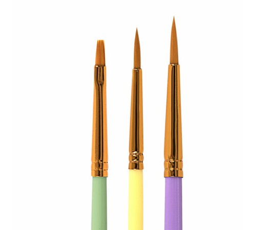 Кисти СИНТЕТИКА набор 3 шт. (круглые № 1, 2, плоская № 3), пакет с европодвесом, BRAUBERG KIDS, 201078