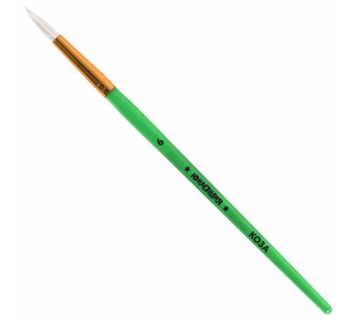 Кисти НАБОР 5 шт. (ПОНИ круглые № 1, 4; КОЗА круглые № 3, 6; ЩЕТИНА плоская № 4), пакет, ЮНЛАНДИЯ, 201079