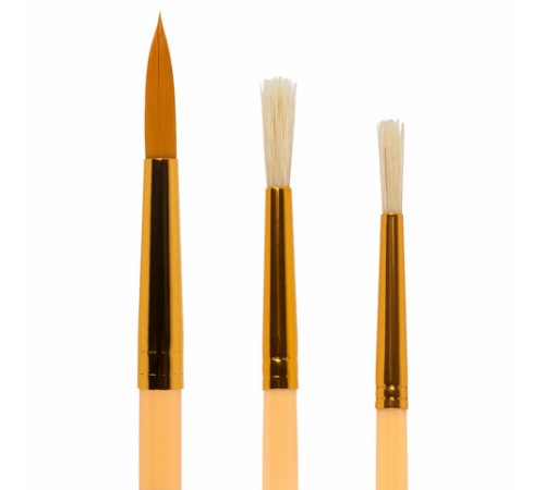 Кисти НАБОР 15 шт. (ПОНИ – 9 шт., СИНТЕТИКА – 4 шт., ЩЕТИНА – 2 шт.) BRAUBERG KIDS, 201081