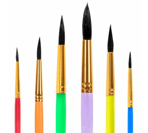 Кисти БЕЛКА набор 6 шт. (круглые № 1, 2, 3, 4, 5, 6), блистер, ЮНЛАНДИЯ, 201082