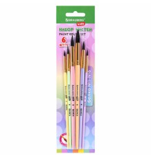 Кисти БЕЛКА набор 6 шт. (круглые № 1, 2, 3, 4, 5, 6), блистер, BRAUBERG KIDS, 201083