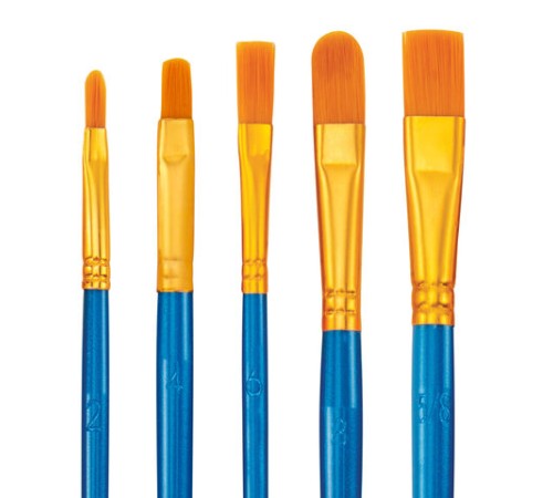 Кисти набор 10 шт., синтетика, синие, № 2/0-8 (Круглые; Овальные; Плоские; Лайнеры), WBZ (ВБЗ), 201085