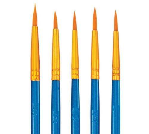 Кисти набор 10 шт., синтетика, синие, № 2/0-8 (Круглые; Овальные; Плоские; Лайнеры), WBZ (ВБЗ), 201085