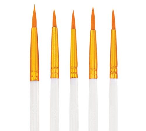 Кисти набор 10 шт., синтетика, белые, № 2/0-8 (Круглые; Овальные; Плоские; Лайнеры), WBZ (ВБЗ), 201087