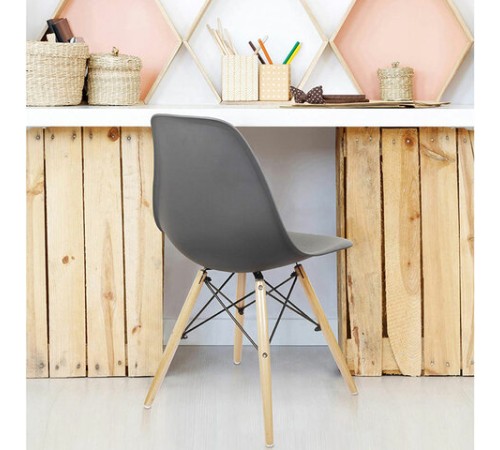 Стулья BRABIX "Eames CF-010", КОМПЛЕКТ 4 шт., пластик серый, опоры дерево/металл, 532632, 2033A Стулья BRABIX "Eames CF-010", КОМПЛЕКТ 4 шт., пластик серый, опоры дерево/металл, 532632, 2033A