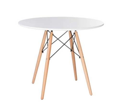 Стол обеденный BRABIX "Eames T-01", круглый, диаметр 80 см, опоры дерево, белый, 532633 Стол обеденный BRABIX "Eames T-01", круглый, диаметр 80 см, опоры дерево, белый, 532633