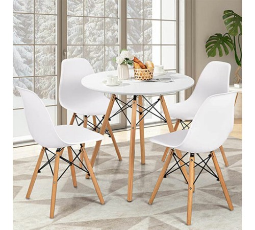 Стол обеденный BRABIX "Eames T-01", круглый, диаметр 80 см, опоры дерево, белый, 532633 Стол обеденный BRABIX "Eames T-01", круглый, диаметр 80 см, опоры дерево, белый, 532633