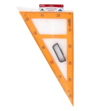 Треугольник прямоугольный для классной доски, пластиковый 50х30х50 см, с держателем, ПИФАГОР, 210874