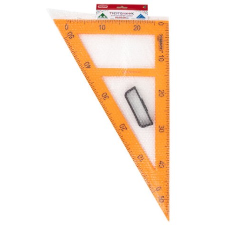 Треугольник прямоугольный для классной доски, пластиковый 50х30х50 см, с держателем, ПИФАГОР, 210874