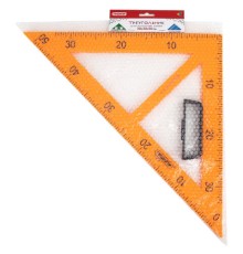 Треугольник прямоугольный для классной доски, пластиковый 30х30х50 см, с держателем, ПИФАГОР, 210875
