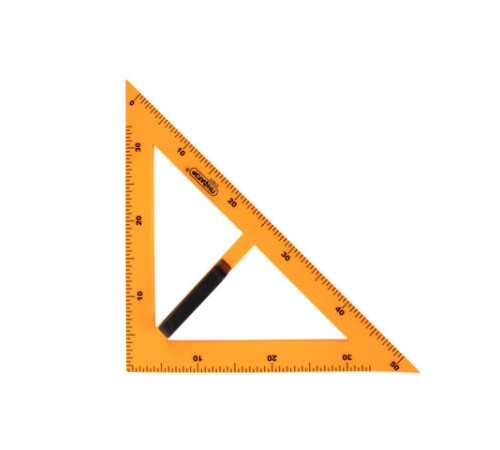 Треугольник прямоугольный для классной доски, пластиковый 30х30х50 см, с держателем, ПИФАГОР, 210875