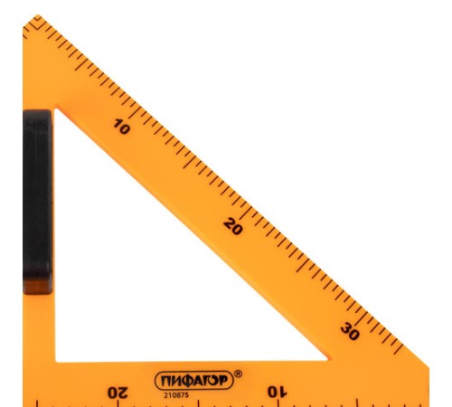 Треугольник прямоугольный для классной доски, пластиковый 30х30х50 см, с держателем, ПИФАГОР, 210875