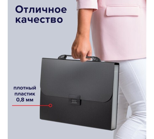 Папка-портфель пластиковая BRAUBERG 