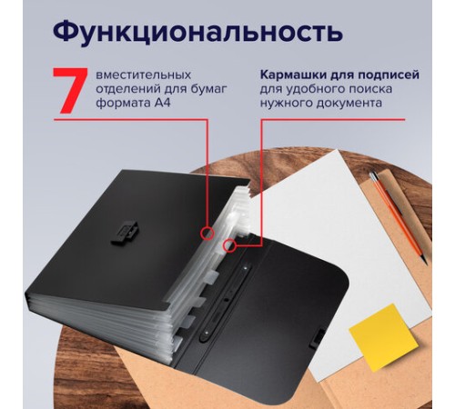 Папка-портфель пластиковая BRAUBERG 