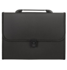 Папка-портфель пластиковая STAFF А4 (330х235х50 мм), 7 отделений, с окантовкой, индексные ярлыки, черный, 221206