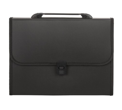 Папка-портфель пластиковая STAFF А4 (330х235х50 мм), 7 отделений, с окантовкой, индексные ярлыки, черный, 221206