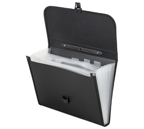 Папка-портфель пластиковая STAFF А4 (330х235х50 мм), 7 отделений, с окантовкой, индексные ярлыки, черный, 221206