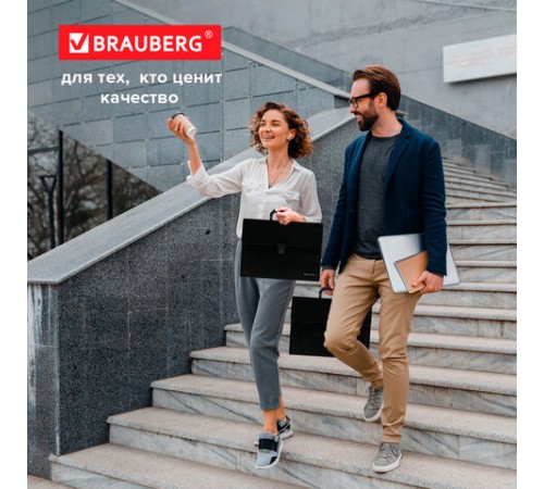 Папка-портфель пластиковая BRAUBERG А4 (332х245х35 мм), 13 отделений, фактура диагональ, черная, 221375