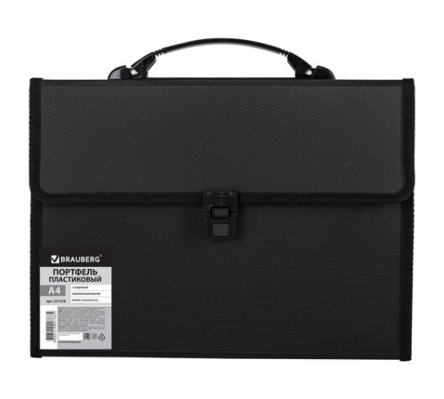 Папка-портфель пластиковая BRAUBERG А4 (332х245х35 мм), 13 отделений, черная, 221378