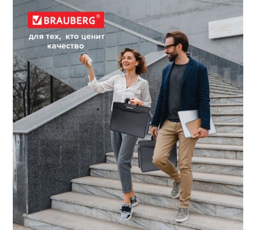 Папка-портфель пластиковая BRAUBERG А4+ (390х320х120 мм), 4 отделения, фактура под дерево, черная, 221391