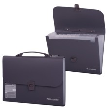 Папка-портфель пластиковая BRAUBERG А4 (327х254х30 мм), 13 отделений, серая, 221438