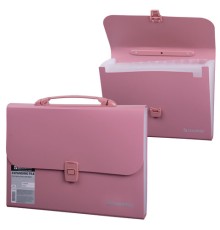 Папка-портфель пластиковая BRAUBERG А4 (327х254х30 мм), 13 отделений, розовая, 221441