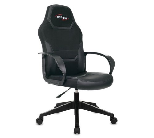 Кресло компьютерное BRABIX "Alpha GM-018", ткань/экокожа, черное, 532636, GM-018_532636 Кресло компьютерное BRABIX "Alpha GM-018", ткань/экокожа, черное, 532636, GM-018_532636