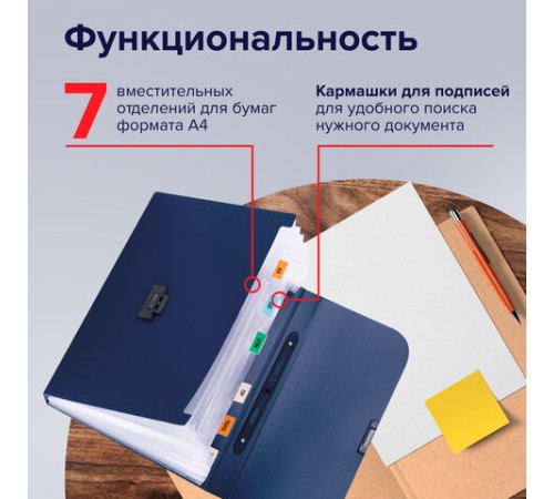 Папка-портфель пластиковая BRAUBERG 