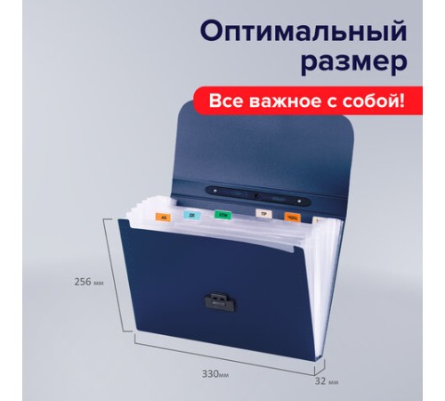 Папка-портфель пластиковая BRAUBERG 