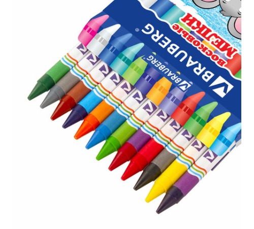 Восковые мелки BRAUBERG, НАБОР 12 цветов, 222962