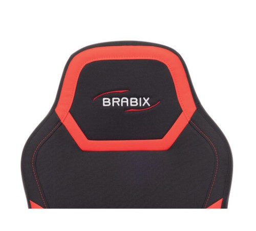 Кресло компьютерное BRABIX "Alpha GM-018", ткань/экокожа, черное/красное, 532637, GM-018_532637 Кресло компьютерное BRABIX "Alpha GM-018", ткань/экокожа, черное/красное, 532637, GM-018_532637