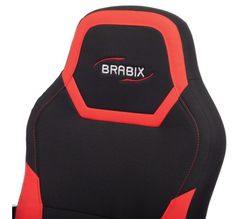 Кресло компьютерное BRABIX "Alpha GM-018", ткань/экокожа, черное/красное, 532637, GM-018_532637 Кресло компьютерное BRABIX "Alpha GM-018", ткань/экокожа, черное/красное, 532637, GM-018_532637