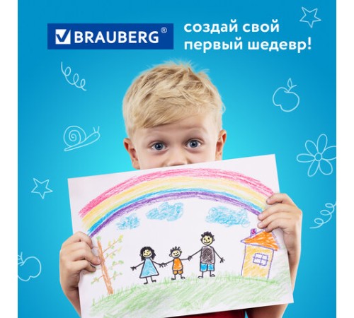 Восковые мелки BRAUBERG, НАБОР 24 цвета, 222964