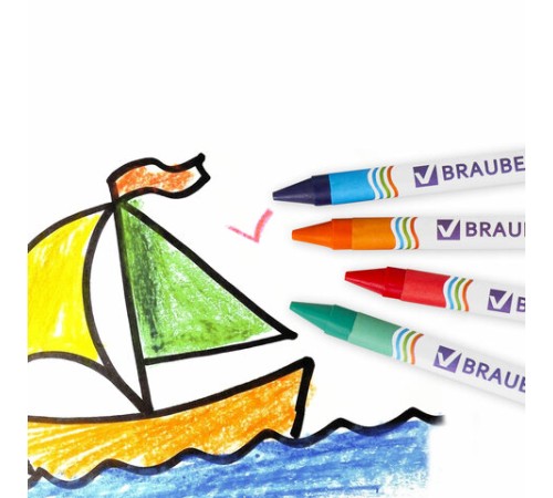 Восковые мелки BRAUBERG, НАБОР 24 цвета, 222964
