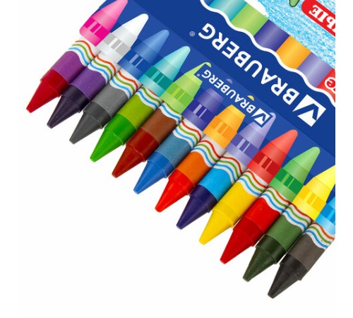 Восковые мелки утолщенные BRAUBERG, НАБОР 12 цветов, 222966