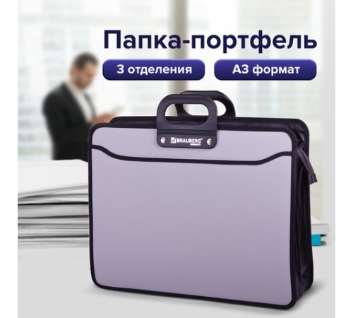 Папка-портфель пластиковая БОЛЬШОГО ФОРМАТА BRAUBERG 